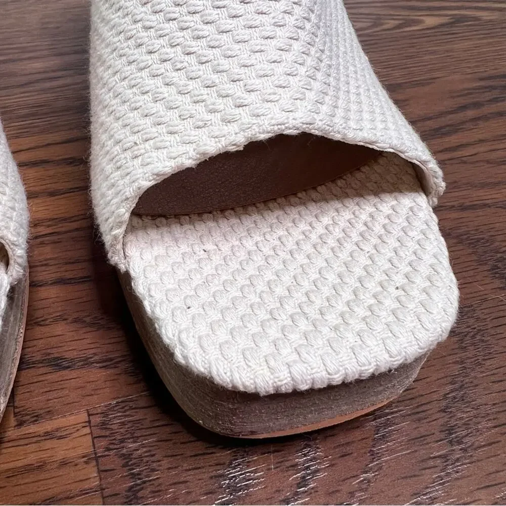 Gabrielle Union Imana 2 platform sandals in beige woven upper, open-toe size 11